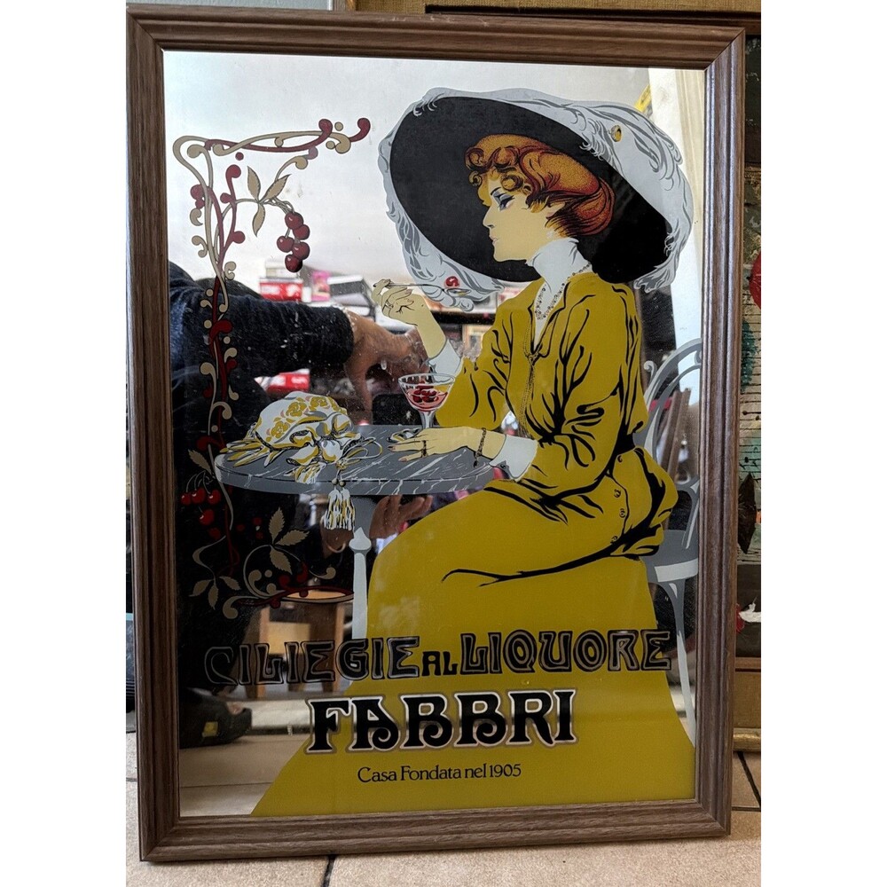 Vintage  Mirror Ciliegie Al Liquors Fabbri 24x17inch